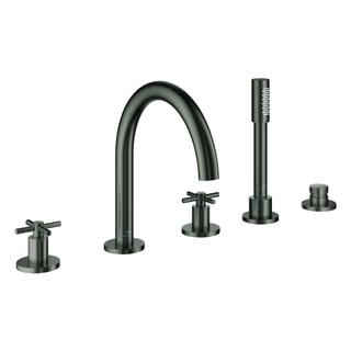 GROHE 5-Loch-Wannen-Kombination Atrio m Kreuzgriffen, hard graphite gebürstet