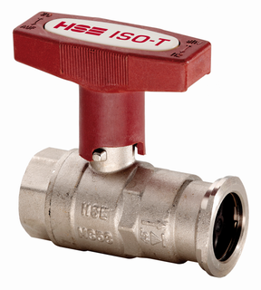 HS Iso-T-Pumpen-Kugelhahn UNIVERS 1479 1", Schwk, verläng. T-Gr. rt, ma verchr.