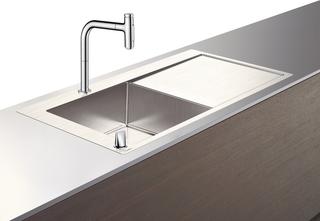 hansgrohe Spülencombi 450 Se C71-F450-12 1025x490mm, 1 Beck. L, Tropffl. re, chr