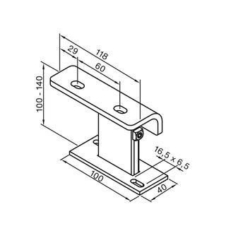 Zehnder Fußkonsole FMORV 14-S3 z Bo-mont, m va Bo.abs. 100 - 140mm, we.