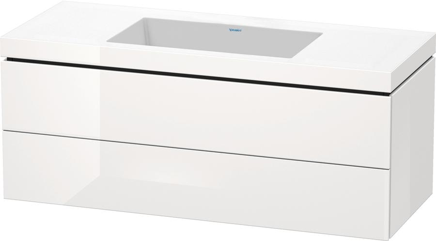 Artikelbild 1 des Artikels „Duravit WT-Unterschrank c-bonded L-Cube 120x48cm, o HL, we. hgl, 2 Schub., wandh 120 x 48 cm, ohne Hahnloch | weiß Hochglanz“