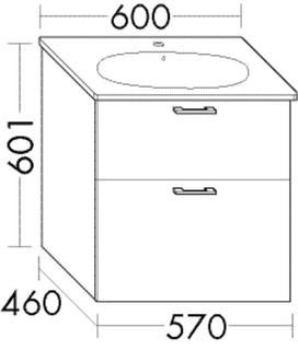 Burgbad Waschtischunterschrank Diago 57x60,1x46cm, Marm D n-gr., 1 L/1 Ausz.