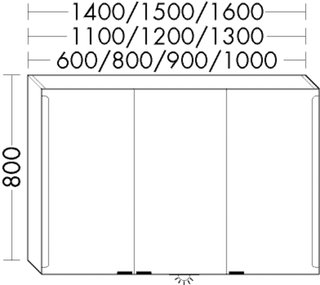 Burgbad Spiegelschrank sys30 150x80x19cm, Diago