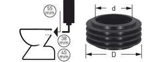 STEDO Euro-WC-Gummiverbinder d= 55mm, Rohr d= 38-45mm, schwarz