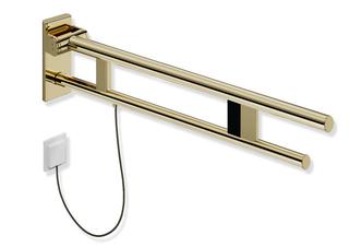 HEWI Stützklappgriff System 900 PVD Duo E-Spülausl., m T., re, 862mm, MS gl