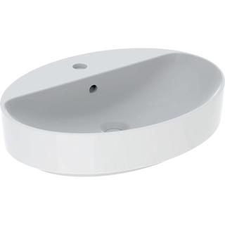 Geberit Aufsatz-Waschtisch VariForm we., 60x45cm, m Hahnloch, m ÜL, oval