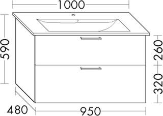 Burgbad Waschtischunterschrank Diago 95x58x48cm, h-rot ma, 1 Lade/1 Auszug