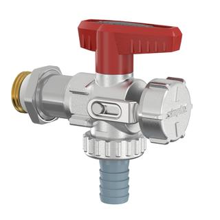 Flamco KFE-Kugelhahn G 1/2 AG x G 3/4 AG, Eck, lang, Flügelgriff rot