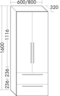 FORMAT Design Hochschrank HSOT060 600x1600x320mm, 2 Tür., Ei Dekor Urban