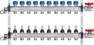 BOSCH Edelstahlverteiler für max. 10 Heizkreise, DFM 0-5 l/min