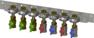 Uponor Kugelhahnschiene Combi Port M-Pro DN 20, Auß.- u IG-Anschluss, m 9 Kugelh.