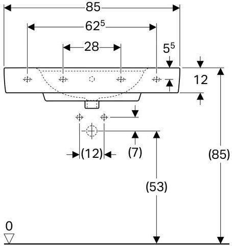 Artikelbild 3 des Artikels „Geberit Waschtisch Renova Plan 85x48cm, w, Ablagefl. beids., m HL, m ÜL 85 x 48 cm | weiß“