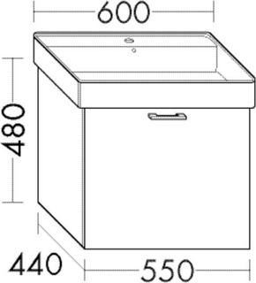 Burgbad Waschtischunterschrank Diago 55x48x44cm, 1 Auszug, Weiß Hochglanz