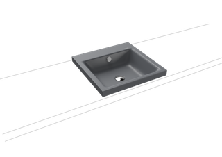 Kaldewei Aufsatz-Waschtisch PURO 3153 o. Hahnl., P-E, cool grey70, 46x46cm