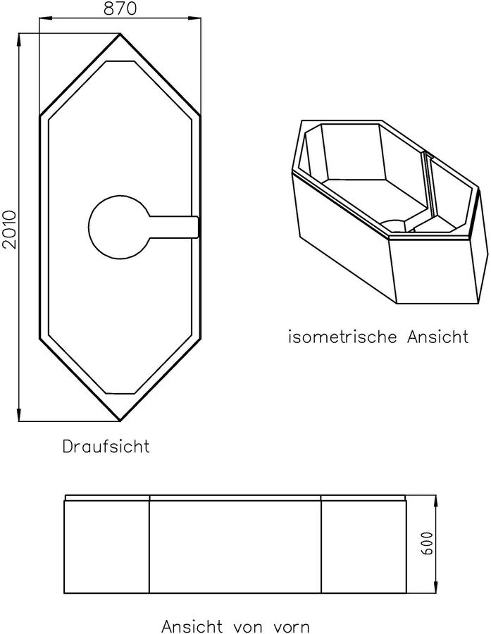 Artikelbild 2 des Artikels „Schedel Wannenträger GKI UNO 205x90cm, 6-Eck, Höhe 60cm 205 x 90 cm, 6-Eck“