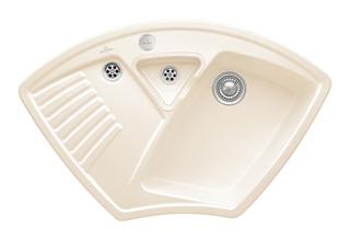 V&B Eckspüle Arena Eck m Abl.garn, Exzenter, crema CeramicPlus