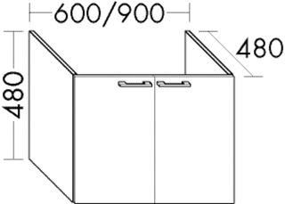 Burgbad Waschtischunterschrank sys30 60x48x48cm, Diago, 2 Türen