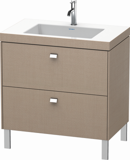 Duravit Waschtischunterschrankset Brioso 80x48cm, chrom/Leinen, 1 Hahnloch
