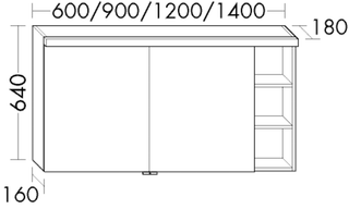 Burgbad Spiegelschrank Orell 120x64x18cm, Therm, m horiz. LED-Leuchte