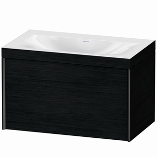 DU WTU m.Viu XViu,1 Ausz.,503x800x480mm o.HL, schw.m./Eiche schw,Ra. 16 ES Nussb
