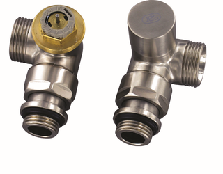 Flamco Des.-THM-Ventil-Set D 3933 G 3/4 AG EKxG 1/2 AG, Wi-Eck, Edelstahl