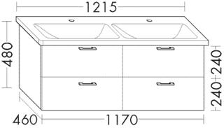 Burgbad Waschtischunterschrank Diago 117x48x46cm, h-rot ma, 2 Schubl/2 Ausz.