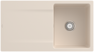 V&B Flächenbündige Spüle Siluet 50 Flat m Ablaufgarnitur, Handbetätigung, ivory