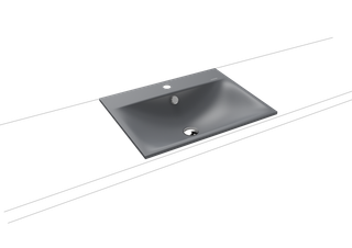 Kaldewei Einbau-Waschtisch SILENIO 3037 60x46cm, 3 Hahnl., sw, P-E, cool grey70