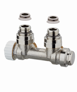 Heimeier Ventil-Zweirohrsystem Multilux Rp 1/2/G 3/4, Eck, IG, RG vernickelt