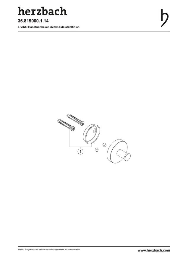 Artikelbild 3 des Artikels „Herzbach Handtuchhaken Living 32mm, Edelstahlfinish, Wandmontage 32 mm | Edelstahlfinish“