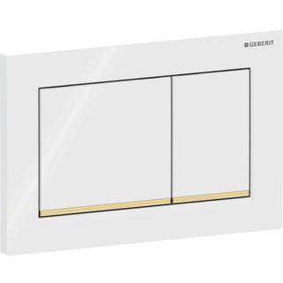 Geberit Abdeckplatte Omega20 Square Pl/T we., Streif. gold, f 2-Mg-Spül.