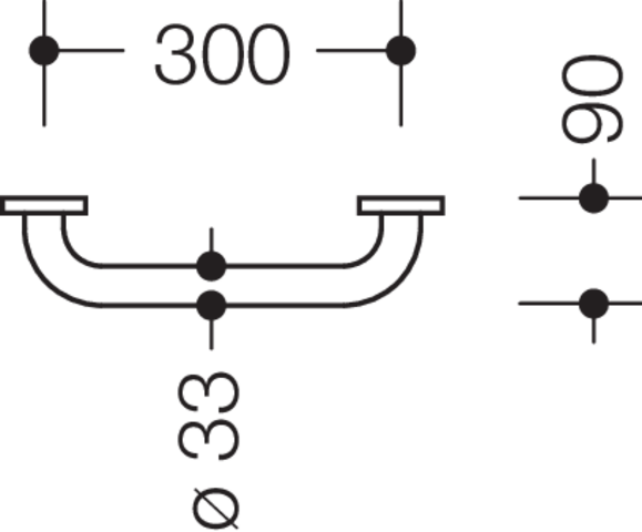Artikelbild 4 des Artikels „HEWI Haltegriff 805 300mm, ES m gs, d 33mm, Ros. d 70mm 300 mm | Edelstahl matt geschliffen“
