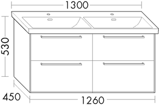 Burgbad Osera Waschtisch-Unterschrank 126x53x48cm, 2 Schubl/2 Ausz., we hgl T1