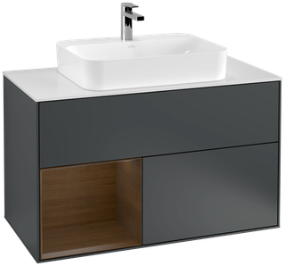 V&B Waschtisch-Unterschrank Finion 100, Pl w m, Rg li wal ven, md bl. m Lac