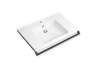 HEWI Mineralguss-Waschtisch-Set 85x55cm, m Gr, Ü, Ro, Abd., we, sw matt