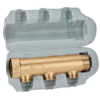 Caleffi Einfachverteiler 650 4 Abg., 1 1/4"x3/4" AG, mit Isolierung