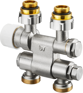 Oventrop Anschlussarmatur Multiblock TFU G 1/2 AGxG 3/4 AG, schw, 1-/2-Rohrarm.