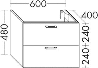 Burgbad Waschtischunterschrank Diago 60x48x40cm, h-rot ma, 1 Lade/1 Auszug