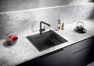 Blanco Becken ETAGON 6 SILGRANIT 60x51cm, sw, m AL-Fbd m Zugkn., m Zubeh.