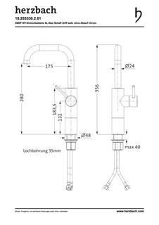Herzbach Waschtisch-Einhebelmischer Deep L, erh. Sch, swb Ausl., o. Abl.garn, chr