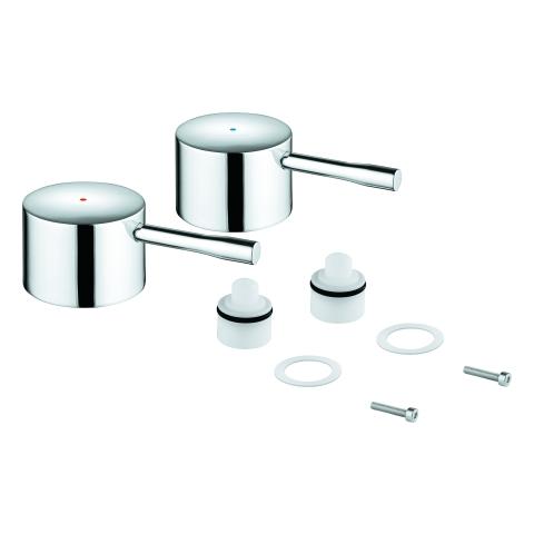 Artikelbild 1 des Artikels „GROHE Griffpaar 48330 Essence Markierung blau/rot hard graphite gebürstet “