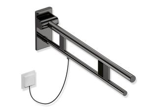 HEWI Stützklappgriff System 900 PVD Duo E-Spülausl., re, 762mm, SW-chrom gl