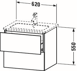 Artikelbild 7 des Artikels „DU Waschtischunterbau wandh. L-Cube LC6240 Nussbaum 481x620x550mm 2Sk. “