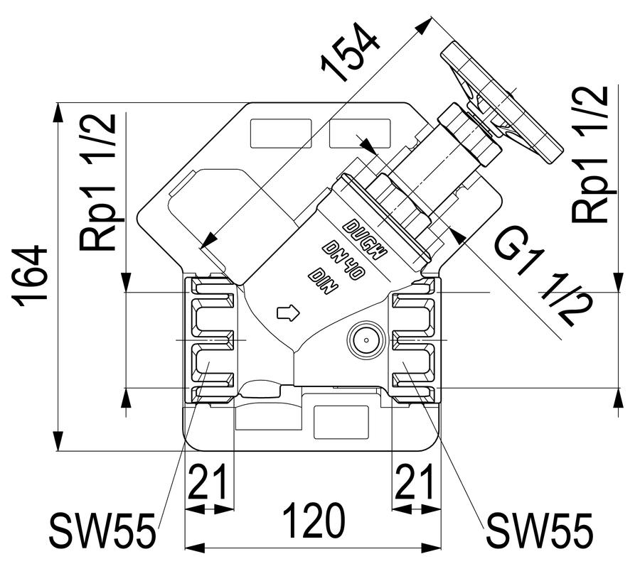 Artikelbild 2 des Artikels „Schlösser Freistromventil DG1525 DN 40, G 1 1/2, m DS, o Entl., nstg Sp DN 40, G 1 1/2“