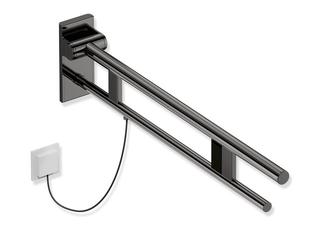 HEWI Stützklappgriff System 900 PVD Duo E-Spülausl., re, 862mm, SW-chrom gl