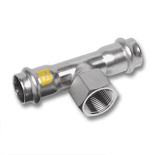 Sanha T-Stück NiroSan Press Gas 17130G 22mmx1/2"x22mm, IG/Innenpressende