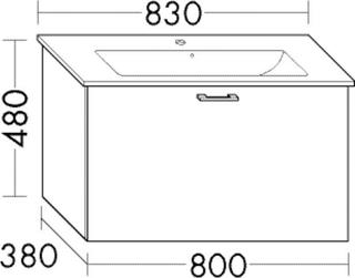 Burgbad Waschtischunterschrank Diago 80x48x38cm, 1 Ausz., Tr. RAL-Farbe Matt