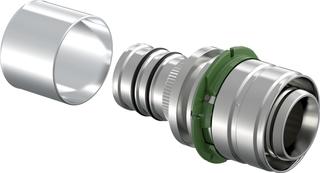 Uponor Press-System-Übergangskupplung 32 mm x 32 Rapex, Messing verzinnt