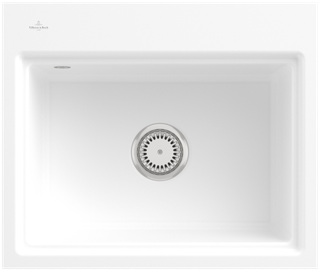 V&B bündige Spüle Subway Style 60 S Flat li, m Abl.garn, Exzenter, stone white