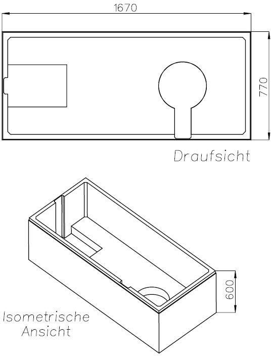 Artikelbild 2 des Artikels „Schedel Wannenträger GKI UNO 170x80cm, Überlauf rechts, Höhe 60cm 170 x 80 cm, Überlauf rechts“